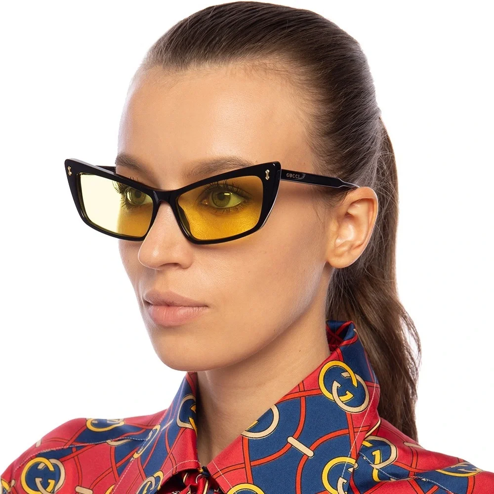 💯- NEW Gucci Sunglasses GG0626S 002 Black/Yellow Lens Design 58mm